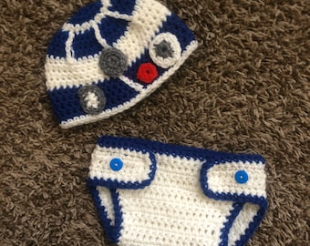 R2D2 Baby Set (hat, diaper cover)