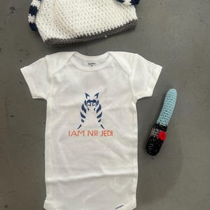 Ahsoka Tano Baby Set (“I Am No Jedi” onsie/hat/mini lightsaber) image 5