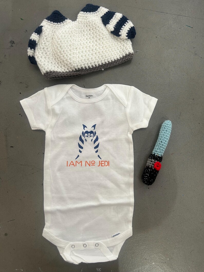 Ahsoka Tano Baby Set (“I Am No Jedi” onsie/hat/mini lightsaber) image 5