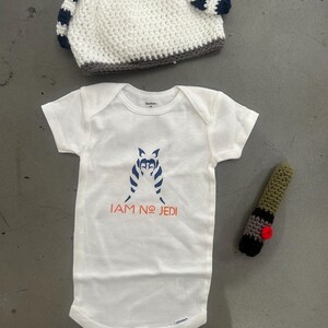Ahsoka Tano Baby Set (“I Am No Jedi” onsie/hat/mini lightsaber) image 7