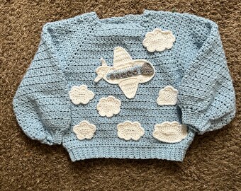 Airplane Cloud Diddy Sweater for 7/8 years