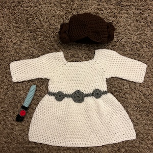 Princess Leia Set (dress, hair,mini lightsaber)