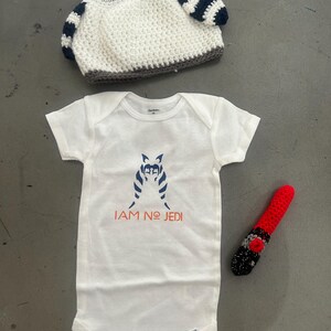 Ahsoka Tano Baby Set (“I Am No Jedi” onsie/hat/mini lightsaber) image 4