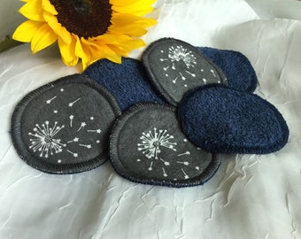 Set of 5- Dandelion Cotton Makeup Rounds, Reusable Facial Rounds