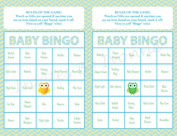 Baby Shower Bingo Game Owl Theme Girl or Boy INSTANT DOWNLOAD | Etsy Baby Shower Bingo Game Owl Theme Girl or Boy INSTANT DOWNLOAD | Etsy