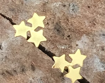 Silver Gold Three Star Gold Earrings Tiny stud * Gold Plated Silver Earrings Stars* 2nd piercing * tiny stud