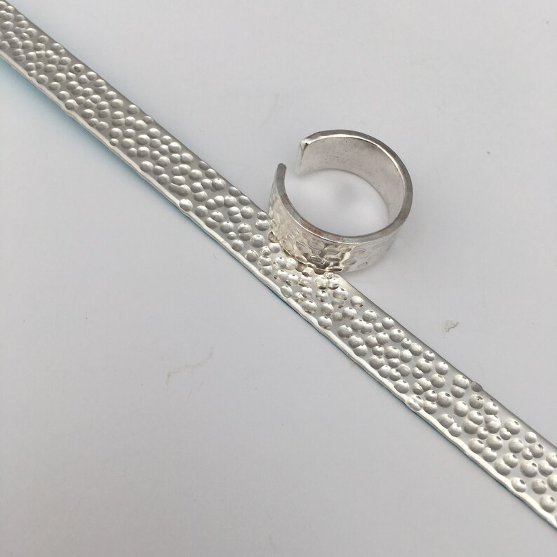 Open Ring Heavy Silver Adjustable Ring Bubbles design British Silver size J K L M Woman Metalsmith Solid silver Ring Men Man