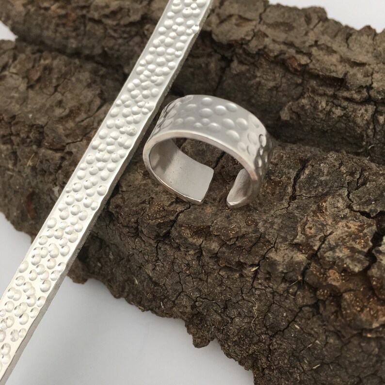 Open Ring Heavy Silver Adjustable Ring Bubbles design British Silver size J K L M Woman Metalsmith Solid silver Ring Men Man