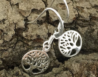 Tree of Life Earrings, Silver, Sterling Silver pretty dangle drop earrings. Solid silver silver tree of life.