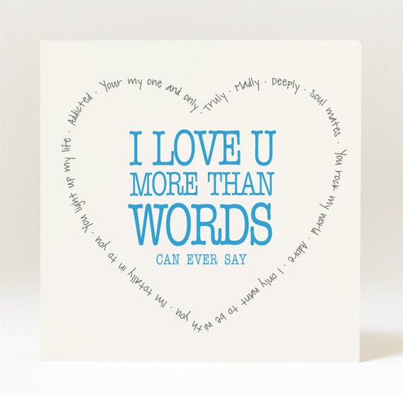 Handmade I Love U More Than Words Can Ever Say Card Etsy Handmade I Love U More Than Words Can Ever Say Card Etsy