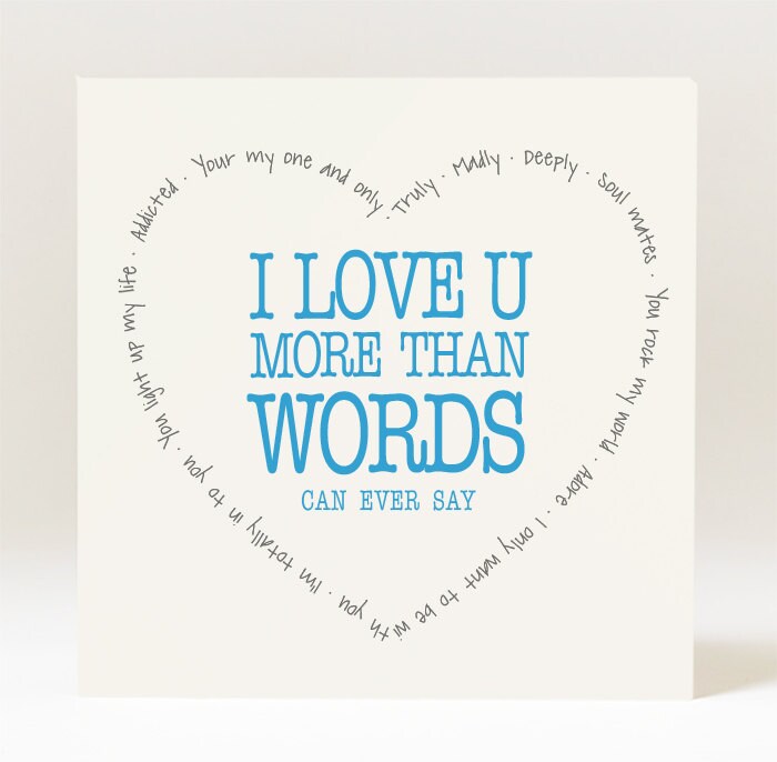 Handmade I Love U More Than Words Can Ever Say Card Etsy Handmade I Love U More Than Words Can Ever Say Card Etsy