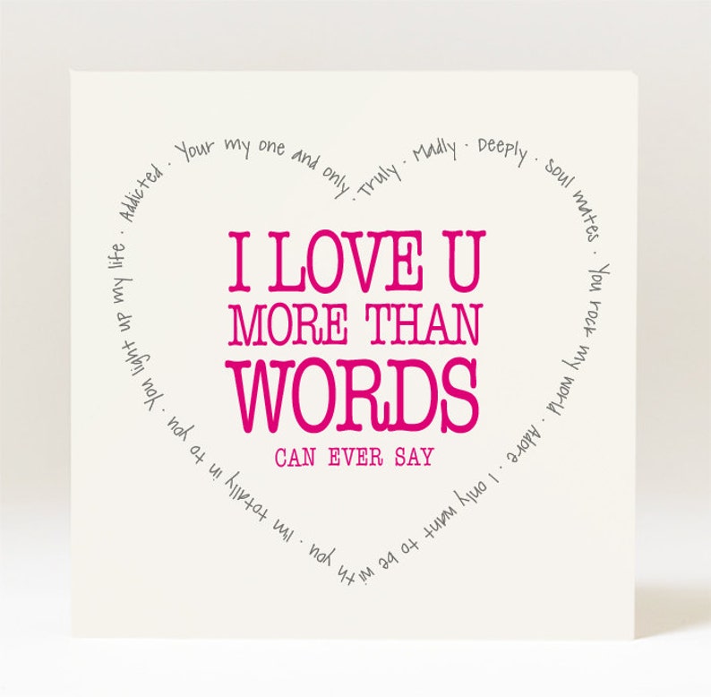 Handmade I love U more than words can ever say Card Etsy