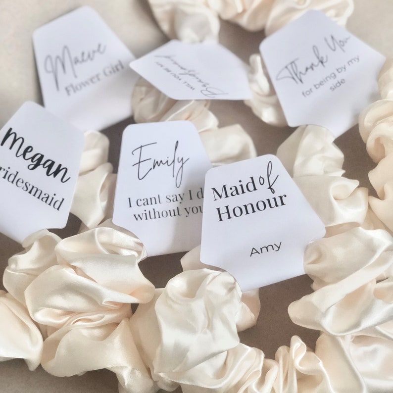 Bridesmaid Scrunchie Bridesmaid Proposal Personalised Bridesmaid Gifts Scrunchie Hair Accessories Hair Tie Gift Thank You Gift image 1