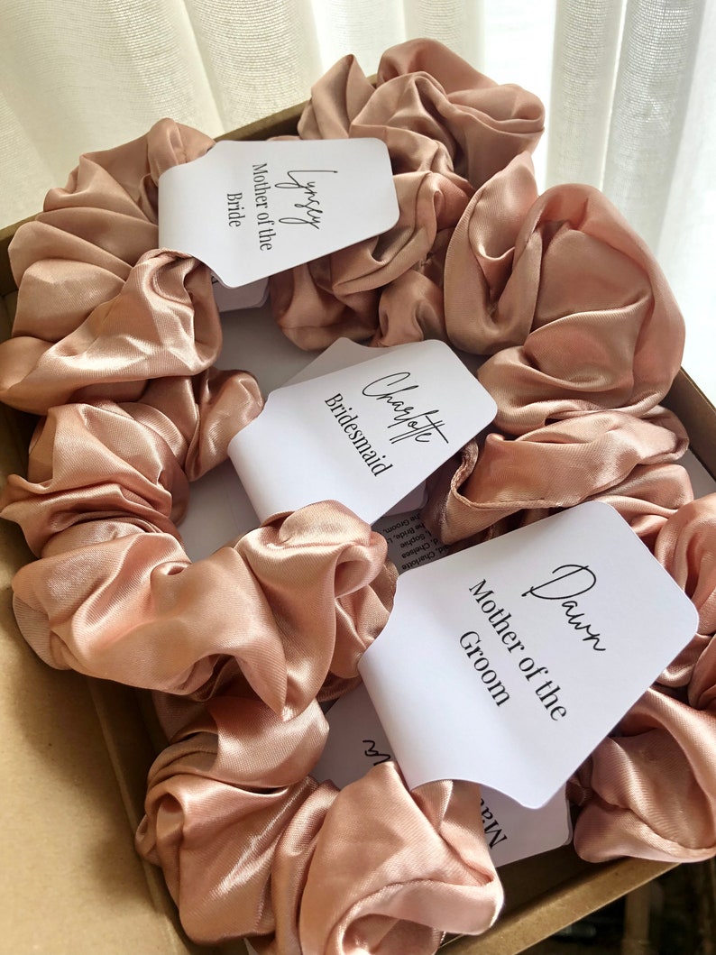 Bridesmaid Scrunchie Bridesmaid Proposal Personalised Bridesmaid Gifts Scrunchie Hair Accessories Hair Tie Gift Thank You Gift image 8