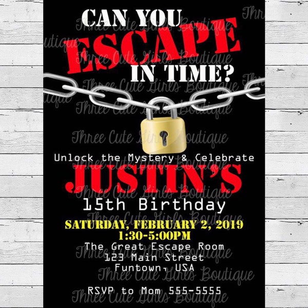 Escape Room Birthday Invitation - Digital File