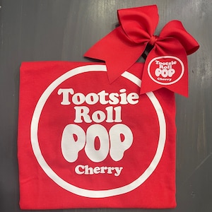 Tootsie Roll Pop Candy Inspired Shirt and Cheer Bow Set - Youth Sizes