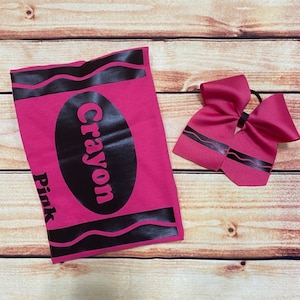 Crayon Inspired Shirt and Cheer Bow Set - Adult Sizes