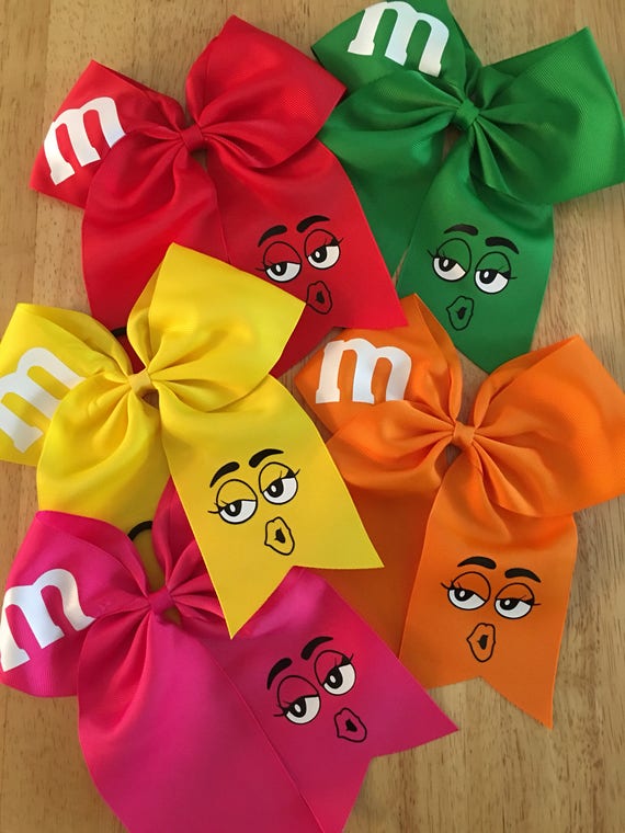 M&M Candy Inspired Cheer Bow - Etsy