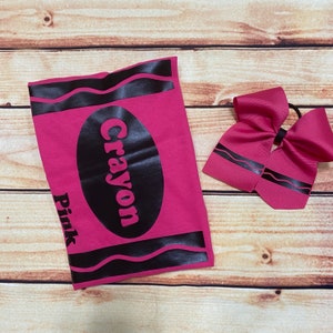 Crayon Inspired Shirt and Cheer Bow Set Youth Sizes