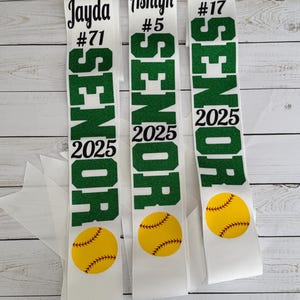 Personalized Senior Softball Sashes