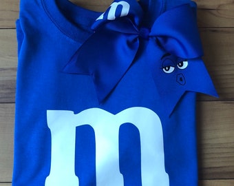 M&M Candy Inspired Shirt and Cheer Bow Set Youth Sizes