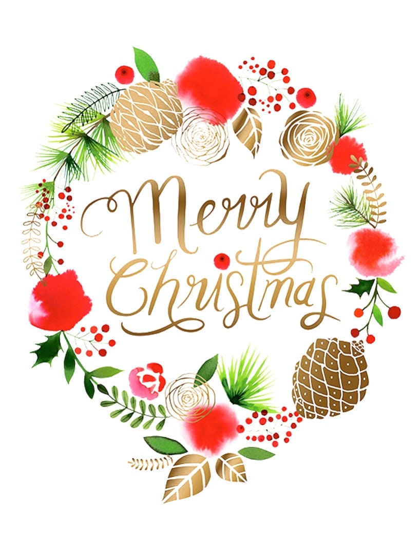 Merry Christmas Wreath/ Printable Art/Wall Art DIY/Makeable | Etsy