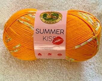 4 Skeins New Lion Brand Summer Kiss Yarn Mango Orange: Knitting, Crochet, Weaving, Crafts