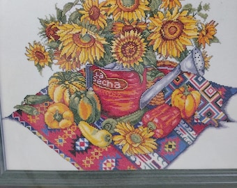 Vintage Design Works Southwest Floral Sunflower Peppers Sampler Counted Cross Stitch Kit 9804