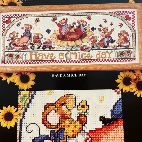 2 Vintage Design Works Mouse "Have a Mice Day" and "Kitchen Fun" Counted Cross Stitch Patterns