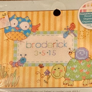 2015 Vintage afmetingen boswezens geboorteakte Sampler geteld Cross Stitch kit OOP 70-74370
