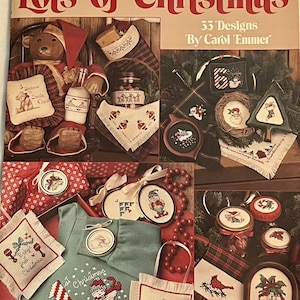 Vintage 1990 Leisure Arts Lots of Christmas Counted Cross Stitch Pattern Booklet 33 wzory Carol Emmer 894 OOP