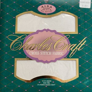 チャールズクラフト 18 カウント ホワイト アイーダ クロス コットン ニードルワーク ファブリック 12 x 18 新品パッケージ入り