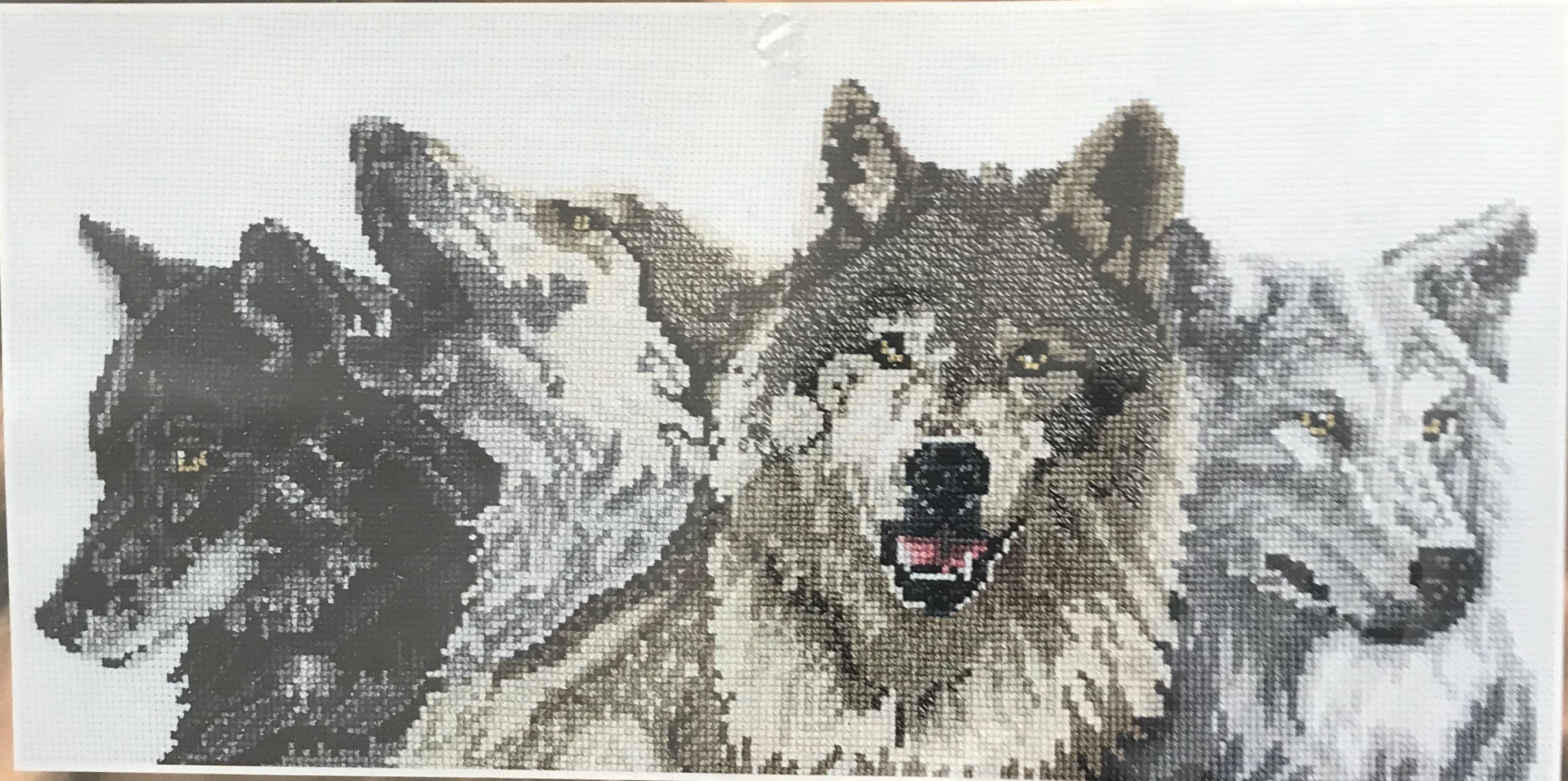 Vintage 1999 Wolf Wolves the Pack La Meute Counted Cross