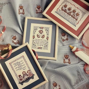 1990 Vintage Bedtime Blessings Baby Sampler Leaflet Pattern Counted Cross Stitch Leisure Arts 899 OOP Lila Rose