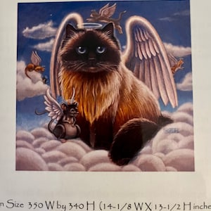 Rare Heaven and Earth Designs Seal Point Himalayan Cat Angel Sampler Counted Cross Stitch Pattern NIP