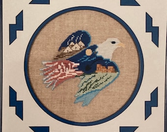 Vintage 1991 Reflejos del alto desierto águila viento bailarín folleto 8 nativo americano contado patrón de punto de cruz Jan Hunt OOP