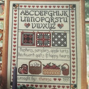 Vintage 1991 Herrschners Craftways Heartsong Sampler Counted Cross Stitch Pattern Booklet OOP