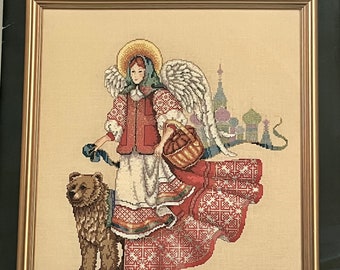 Vintage 1999 Barbara Baatz Russian Angel Sampler Contado Cross Stitch Folleto Escuela Americana de Costura OOP 3726