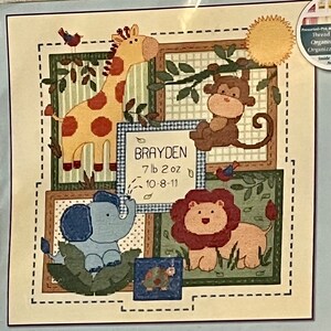 Afmetingen 2010 Savannah Geboorteaankondiging Babysampler getelde kruissteek Wilma Sanchez OOP 70-73543