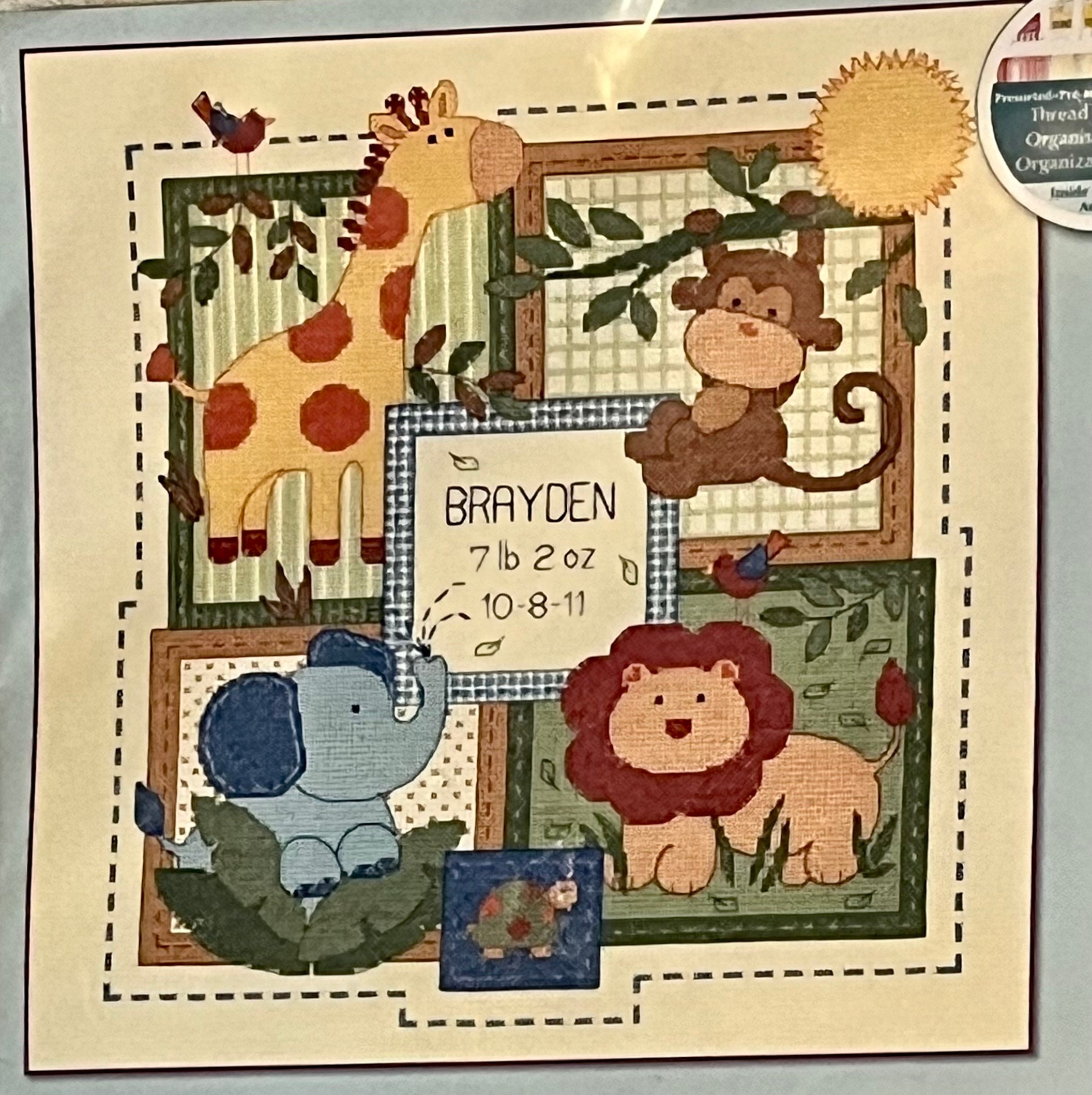 Dimensions Baby Animals Birth Record Cross Stitch Kit - Personalizable Keepsake, 12x9 Inch
