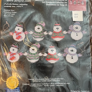 Rare Vintage Janlynn Snowmen Collection Christmas Ornaments Counted Cross Stitch Kit #157-95 OOP