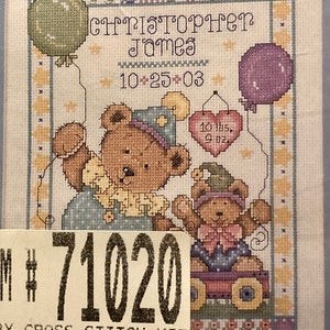 Vintage Design Works Ballon Baby Geburtsurkunde Sampler Kreuzstichpackung Joan Elliott 2032