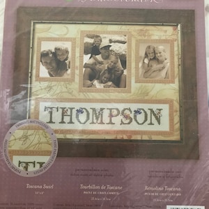 Vintage 2003  Bucilla Family Photo Mat DIY Sampler Counted Cross Stitch Kit OOP 43283