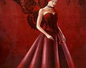 Vintage NIP Heaven and Earth Queen of Hearts Fairy Cross Stitch Pattern: Rachel Anderson Design