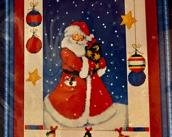 NIP Vintage 2007 Kustom Krafts Kit Christmas Santa Counted Cross Dyan Allaire OOP 99717