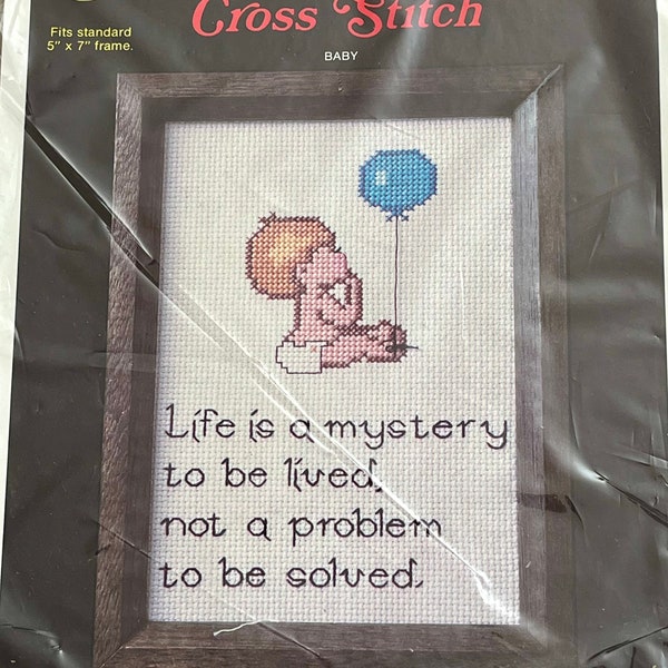 Vintage NMI NeedleMagic Baby Sampler Life is a Mystery Counted Cross Stitch Kit OOP #703