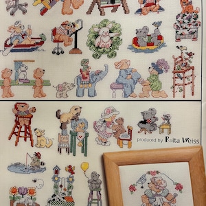 Vintage 1999 Linda Gillum Please Be Seated Animal Counted Cross Stitch Pattern Booklet American School of Needlework OOP