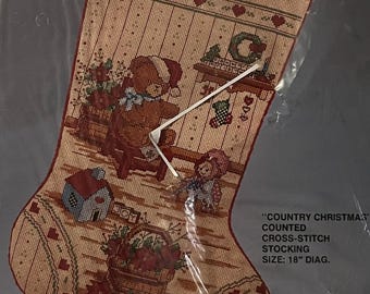 Bucilla Christmas Stocking Counted Cross Stitch Kit (Partial)
