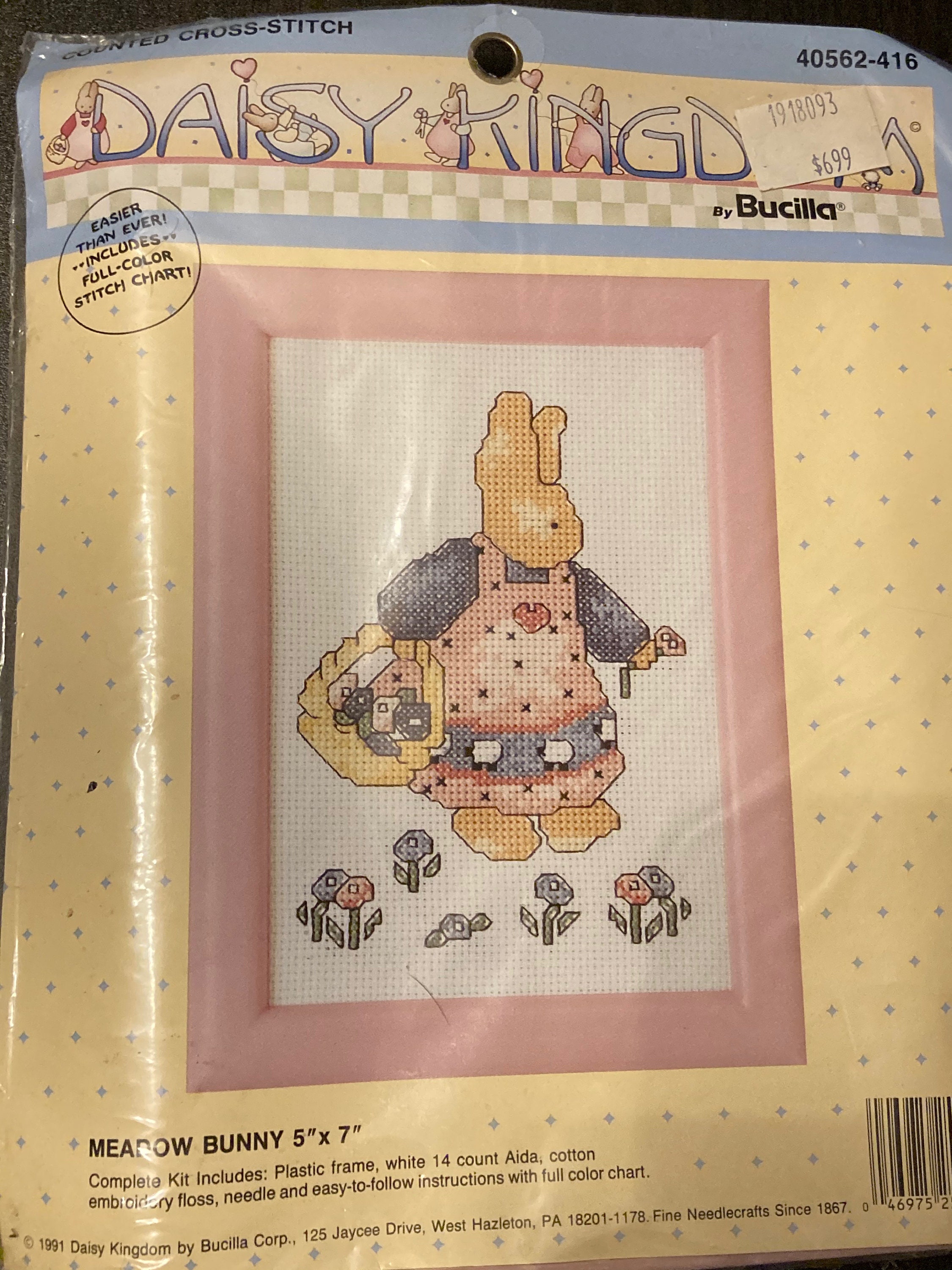 1991 Meadow Bunny Counted Cross Stitch Kit Bucilla Daisy Etsy