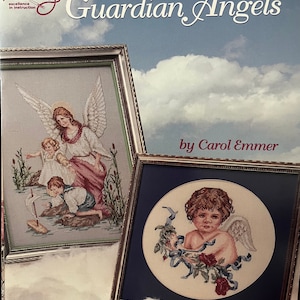 Vintage 1994 American School of Needlework Carol Emmer Guardian Angels Sampler Counted Cross Stitch Ulotka OOP 3656